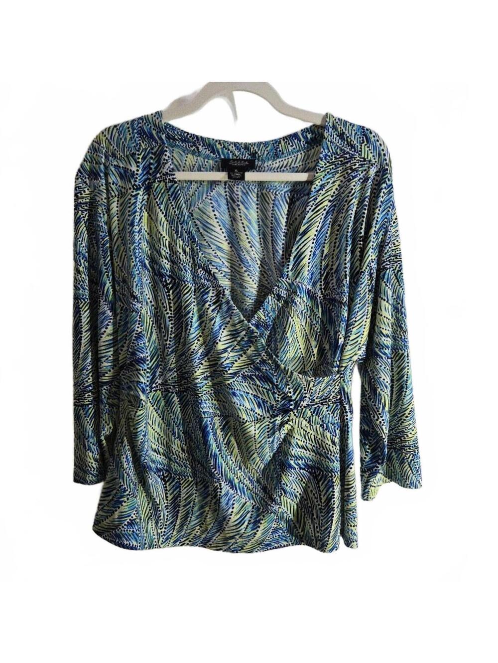 Peck & Peck Women's Patterned Long Sleeve Blouse Size XL